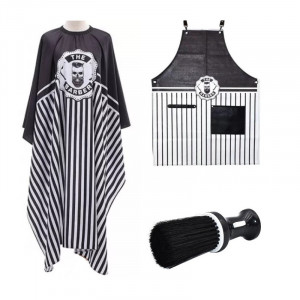 Set Frizerie Barbero cu Pelerina Manta, Sort Complementar si Pamatuf Frizerie Negru cu Rezervor - Img 1