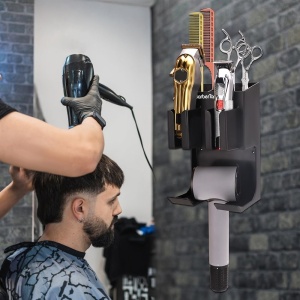 Suport de perete pentru uscator, 2 masini de tuns, organizator frizerie - Img 2