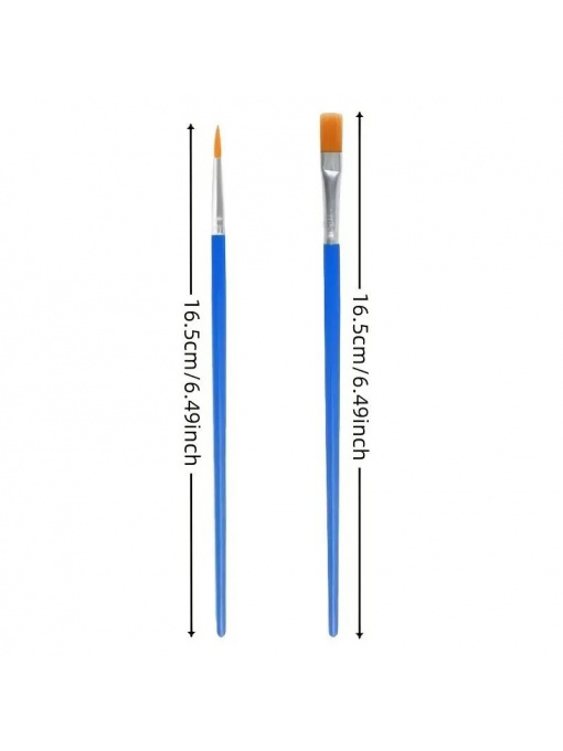 Set 10 pensule pentru proiecte de artă DIY, machiaj sau unghii, plate, albastru