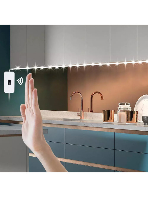 LED лента, сензор за движение, DC5V, USB захранване, 2800K-3000K, топла бяла светлина, 5м