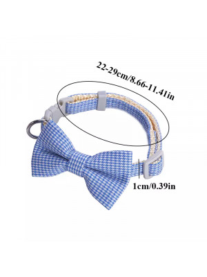 Állítható nyakörv csengővel és kockás csokornyakkendővel kutyáknak és macskáknak, 19-32cm, sárga - Img 2