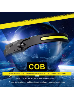 Lanterna de cap cu acumulator, profesionala, frontala cu unghi larg de iluminare, led puternic si senzor miscare, pentru vanatoare, pescuit, camping, santier, waterproof - Img 4
