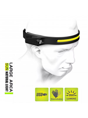 Lanterna de cap cu acumulator, profesionala, frontala cu unghi larg de iluminare, 2 benzi led puternic COB si XPE si senzor miscare, pentru vanatoare, pescuit, camping, santier, waterproof - Img 9