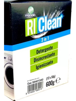 Set 12 pachete de solutie anticalcar, degresant pentru masini de spalat RiCLean Sanitizer 3-in1 - Img 4