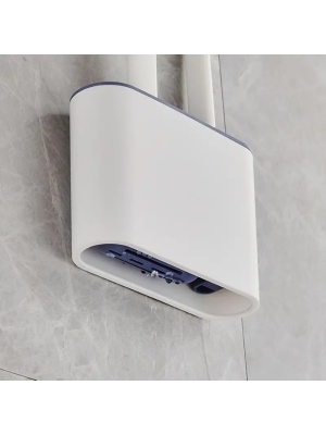 WC-kefe rugalmas szilikonfejjel, modern megjelenés, állvánnyal és mini kefével a nehezen elérhető helyek tisztításához, fehér - Img 5