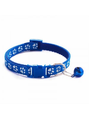 Zgarda ajustabila cu clopotel pentru caini si pisici, 18-32cm, Albastru - Img 2
