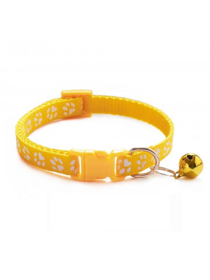 Zgarda ajustabila cu clopotel pentru caini si pisici, 18-32cm, Galben - Img 3