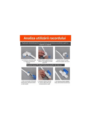 Cuplaj rapid teava apa din plastic 1/4, conector 2 cai, cot egal drept - Img 3