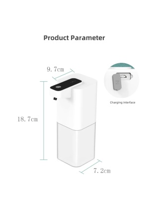 Dispenser automat de săpun cu infraroșu, spumă dezinfectantă pentru mâini, reîncărcabilă prin USB, dozator de săpun spumos pentru băi - Img 15