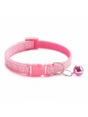 Nastaviteľný obojok so zvončekom pre psov a mačky, 18-32cm, ružový