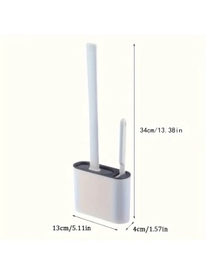 Perie de WC cu cap flexibil din silicon, aspect modern, cu suport si mini perie pentru curatarea spatiilor greu accesibile, Alb - Img 6