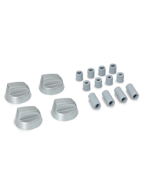 Set 4 univerzalnih gumbov sive/srebrne barve za štedilnik/pečico