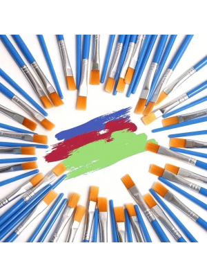 Set of 10 brushes for DIY art projects, makeup or nails, flat, blue - Img 5