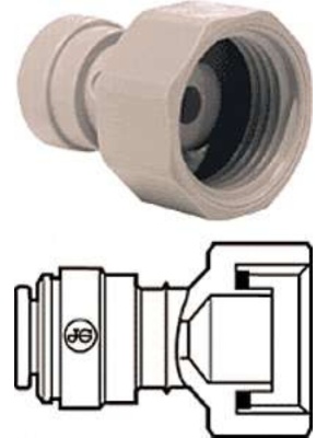 Sivý acetalový adaptér kohútika vodného filtra (závit BSP) John Guest 1/4" X 1/2" - Img 4