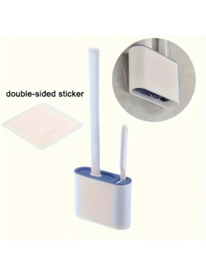 Perie de WC cu cap flexibil din silicon, aspect modern, cu suport si mini perie pentru curatarea spatiilor greu accesibile, Alb - Img 7