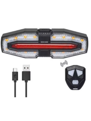Rear light for bicycle or scooter with turn signals, with type C charging