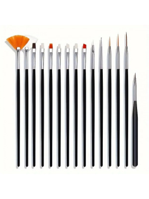 Set pensule profesionale, gel uv unghii, alb, 15 bucati - Img 4