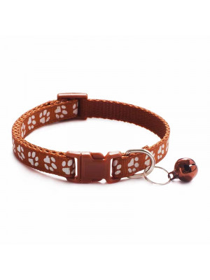Zgarda ajustabila cu clopotel pentru caini si pisici, 18-32cm, Maro - Img 1