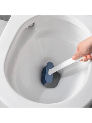 Perie de WC cu cap flexibil din silicon, aspect modern, cu suport si mini perie pentru curatarea spatiilor greu accesibile, Alb - Img 8