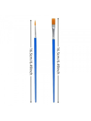 Set of 10 brushes for DIY art projects, makeup or nails, flat, blue