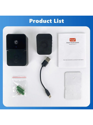 Sonerie Tuya smart Wireless, camera video, Microfon, apel vocal si interfon video, Alb - Img 2