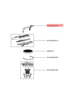 Maneta deschidere gri pentru aspirator Rowenta RS-2230001357 originala - Img 2