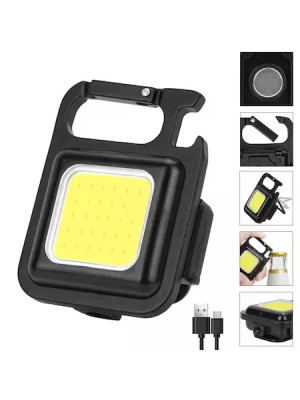 Mini svetilka tipa obeska za ključe, polnilna USB tipa C, 30 COB LED, z magnetom, karabinom, odpiračem za steklenice, za na prostem, pohodništvo, kampiranje, IP 65 - Img 7