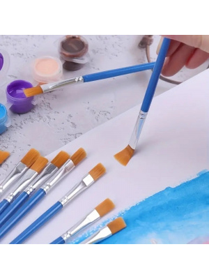 Set of 10 brushes for DIY art projects, makeup or nails, flat, blue - Img 2