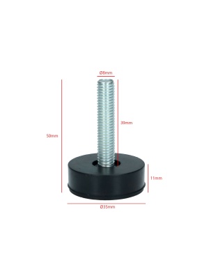 Universal foot for household appliances, rubber, M8 thread - Img 2