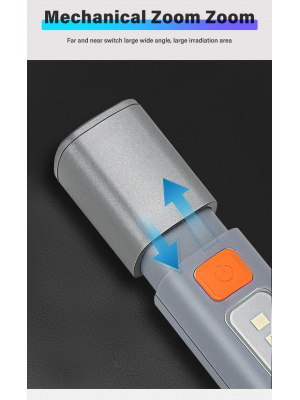 COB LED Work Light, XPE Flashlight with Camping Hook, USB Rechargeable, Zoomable, Waterproof - Img 10