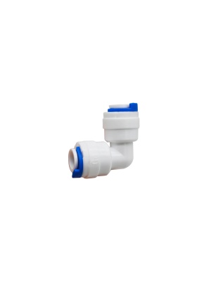 Cuplaj rapid teava apa din plastic 1/4, conector 2 cai, cot egal drept