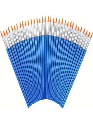 Set of 10 brushes for DIY art projects, makeup or nails, round, blue