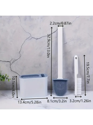 WC-kefe rugalmas szilikonfejjel, modern megjelenés, állvánnyal és mini kefével a nehezen elérhető helyek tisztításához, fehér - Img 10