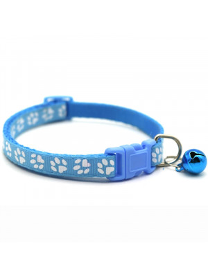 Zgarda ajustabila cu clopotel pentru caini si pisici, 18-32cm, Albastru deschis - Img 2