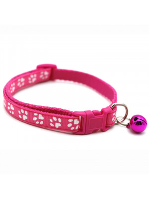 Zgarda ajustabila cu clopotel pentru caini si pisici, 18-32cm, Fucsia - Img 1