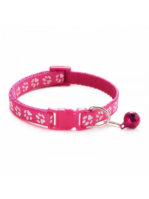 Zgarda ajustabila cu clopotel pentru caini si pisici, 18-32cm, Fucsia - Img 2