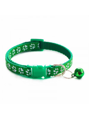 Zgarda ajustabila cu clopotel pentru caini si pisici, 18-32cm, Verde - Img 2