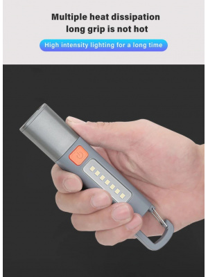 COB LED Work Light, XPE Flashlight with Camping Hook, USB Rechargeable, Zoomable, Waterproof - Img 6