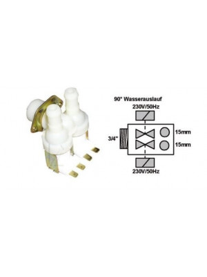 Elektromagnetický ventil, univerzálny solenoidový ventil 2-cestný 90° 2X15mm - Img 2