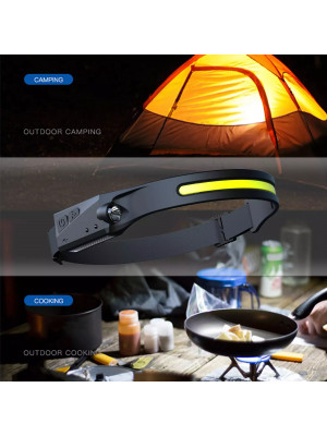 Lanterna de cap cu acumulator, profesionala, frontala cu unghi larg de iluminare, led puternic si senzor miscare, pentru vanatoare, pescuit, camping, santier, waterproof - Img 10
