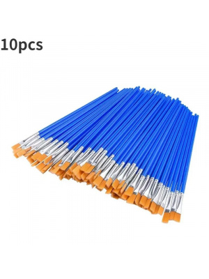 Set of 10 brushes for DIY art projects, makeup or nails, flat, blue - Img 3
