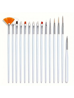Set pensule profesionale, gel uv unghii, alb, 15 bucati