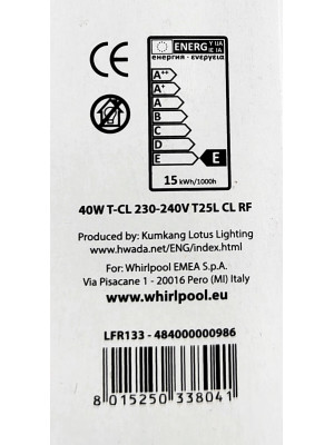 Żarówka do lodówki Whirlpool CLICK T25L, 40W 230V - C00313201, 484000000986 - Img 4