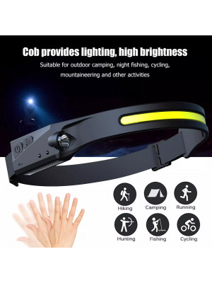 Lanterna de cap cu acumulator, profesionala, frontala cu unghi larg de iluminare, led puternic si senzor miscare, pentru vanatoare, pescuit, camping, santier, waterproof - Img 11