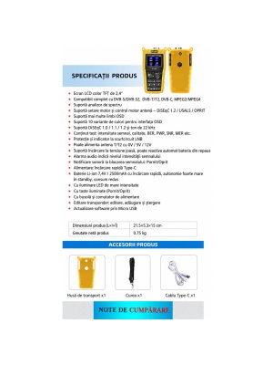 Măsurare semnal DVB-C, satelit Combo FindSAT VF-6800P, DVB-S2/T2/C, Baterie 2500mAh - Img 3