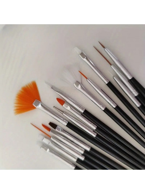 Profesionalni set čopičev, uv gel za nohte, črn, 15 kosov