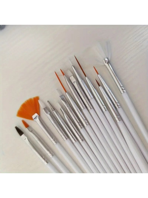 Set pensule profesionale, gel uv unghii, alb, 15 bucati - Img 9