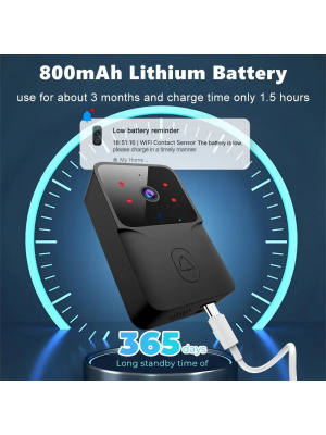 Sonerie Tuya smart Wireless, camera video, Microfon, apel vocal si interfon video, Alb - Img 4
