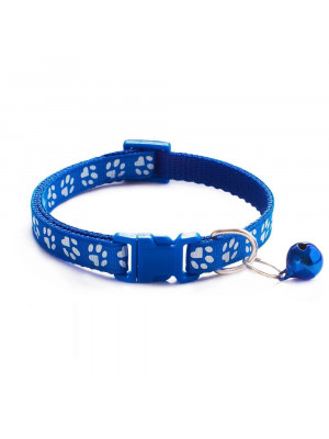 Zgarda ajustabila cu clopotel pentru caini si pisici, 18-32cm, Albastru - Img 1