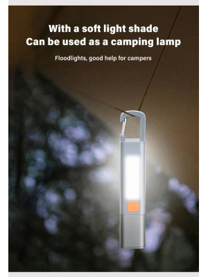 COB LED Work Light, XPE Flashlight with Camping Hook, USB Rechargeable, Zoomable, Waterproof - Img 3